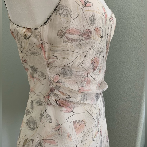 Vintage Max Studio Elegant Floral Top Embellished Straps Silk Sequins Size M - Picture 6 of 9